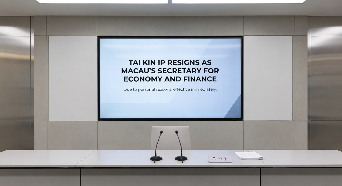 Chief Executive Sam Hou Fai addressing officials, symbolizing leadership continuity in Macau's government amid economic shifts