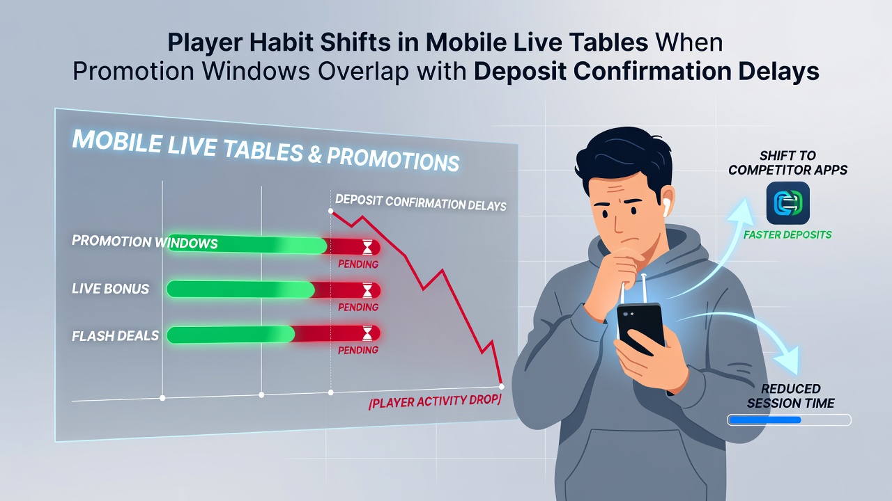 Mobile live table interface showing active promotion timers alongside pending deposit status indicators